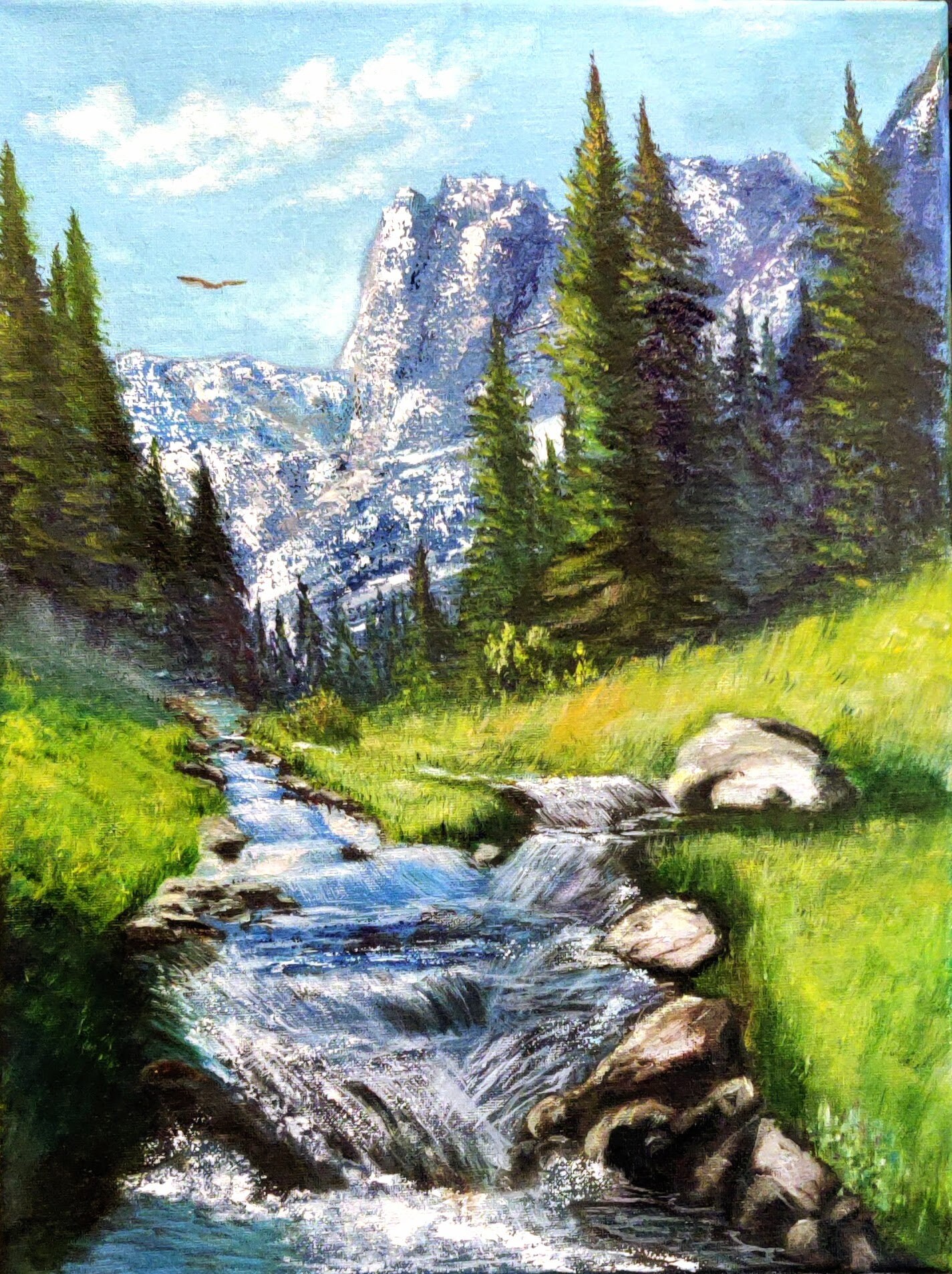 Mountain River. Original Oil Painting on Canvas 12"x16". Landscape ...