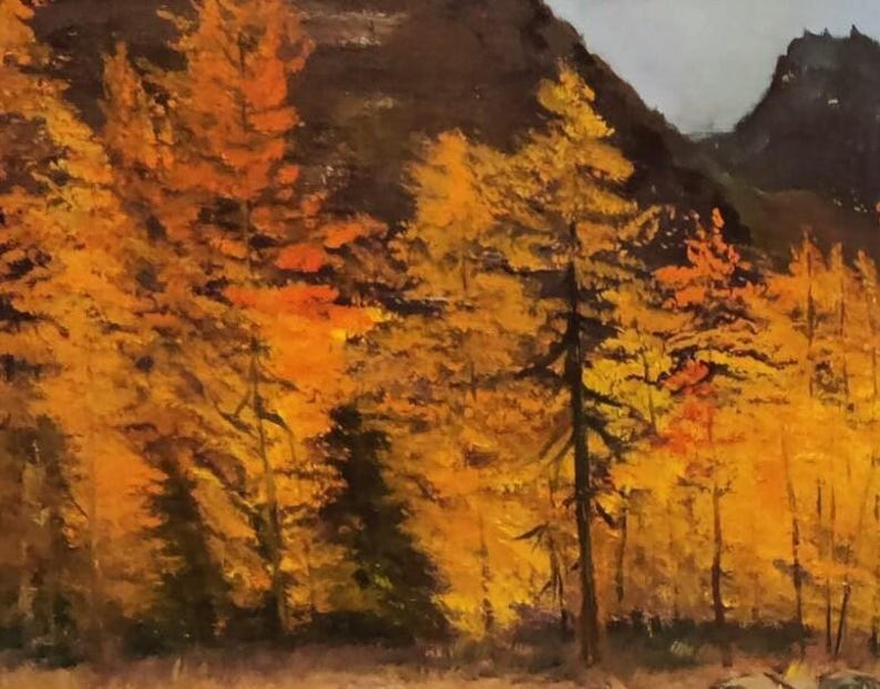 Mountain River Original Oil Painting on Canvas 16"x20" Autumn Landscape ...
