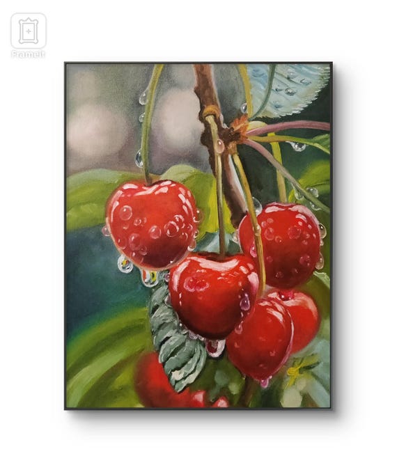 Cherry Branch Original Oil Painting on Canvas 11