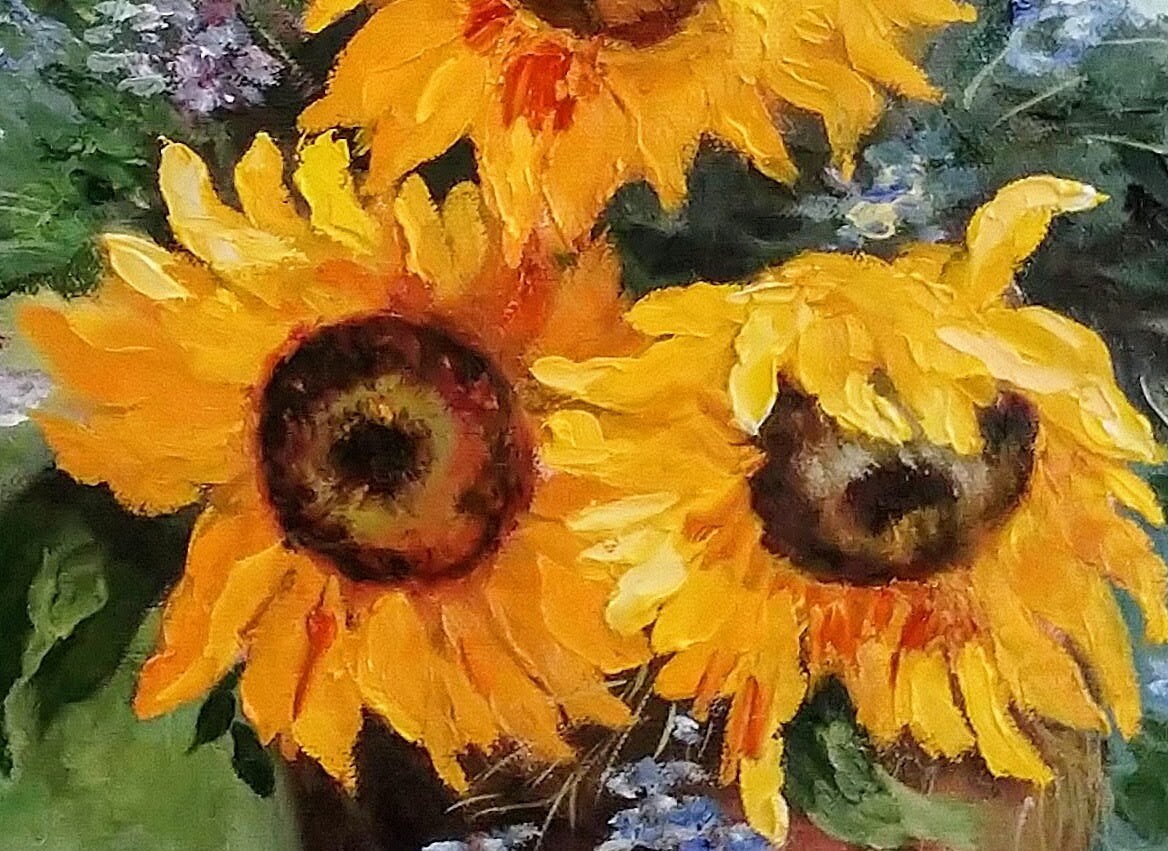 Sunflowers. Original Oil Painting on Canvas 16"x20"- Yellow Sunflowers ...
