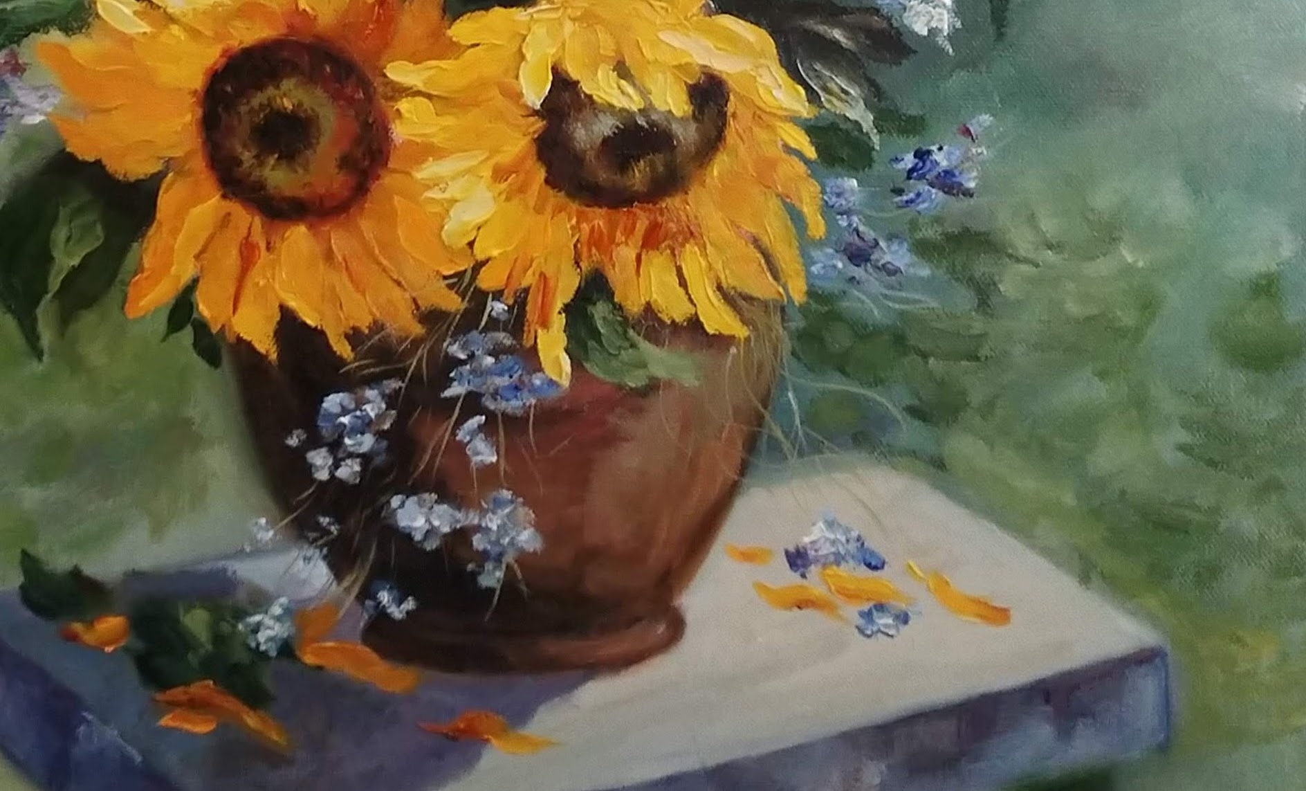 Sunflowers. Original Oil Painting on Canvas 16"x20"- Yellow Sunflowers ...