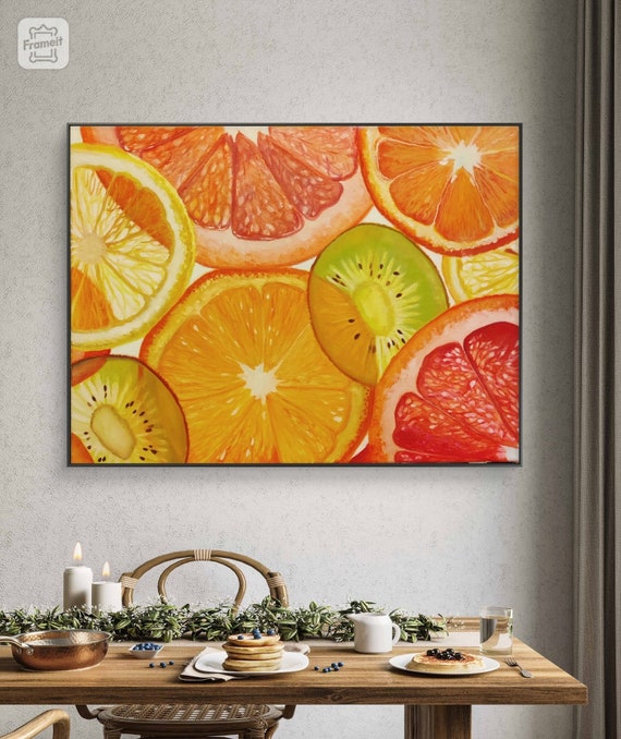 Fruit Slices. Lemon, Orange, Grapefruit Original Oil Painting on