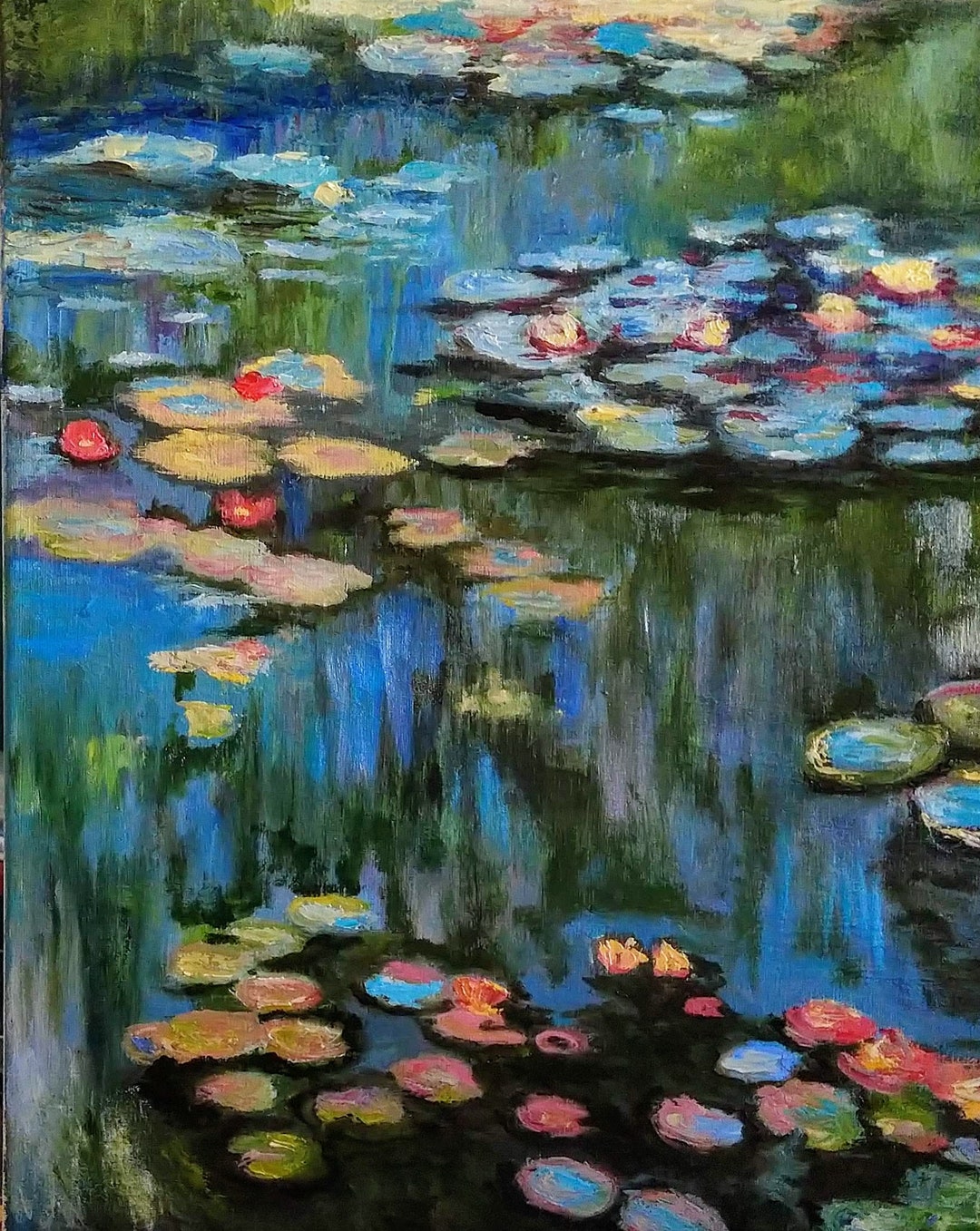 Water Lilies Inspired by Claude Monet Impressionism. Original Oil ...