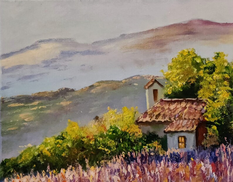 Lavender Field Original Oil Painting Landscape Impasto Oil Art on ...