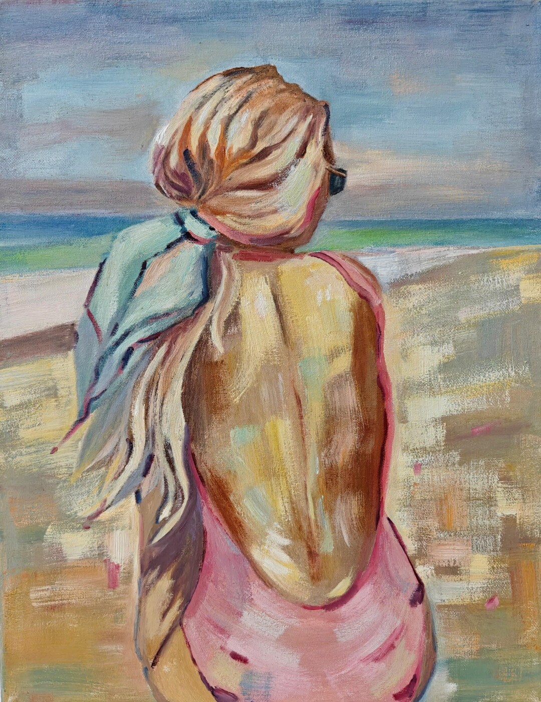 Girl by the Sea. Original Oil Painting Costal Woman Art Ocean Breeze ...
