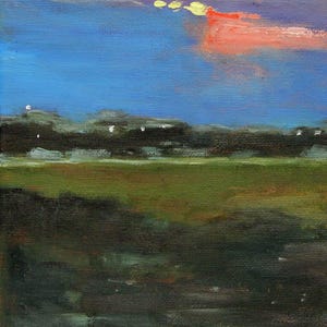 Summer Twilight --Original oil painting on canvas 8"x8" Wall Art Sunset art image 3