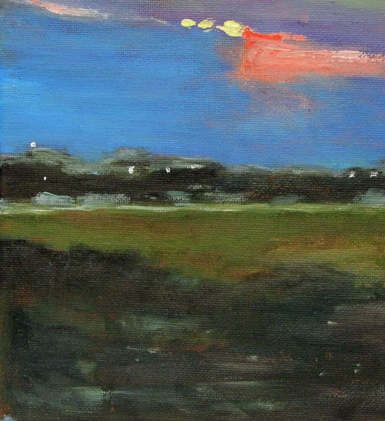 Summer Twilight --Original oil painting on canvas 8"x8" Wall Art Sunset art image 3