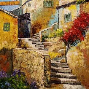 Italian Courtyard. Original Oil painting on canvas 14 &quot;x18&quot;.