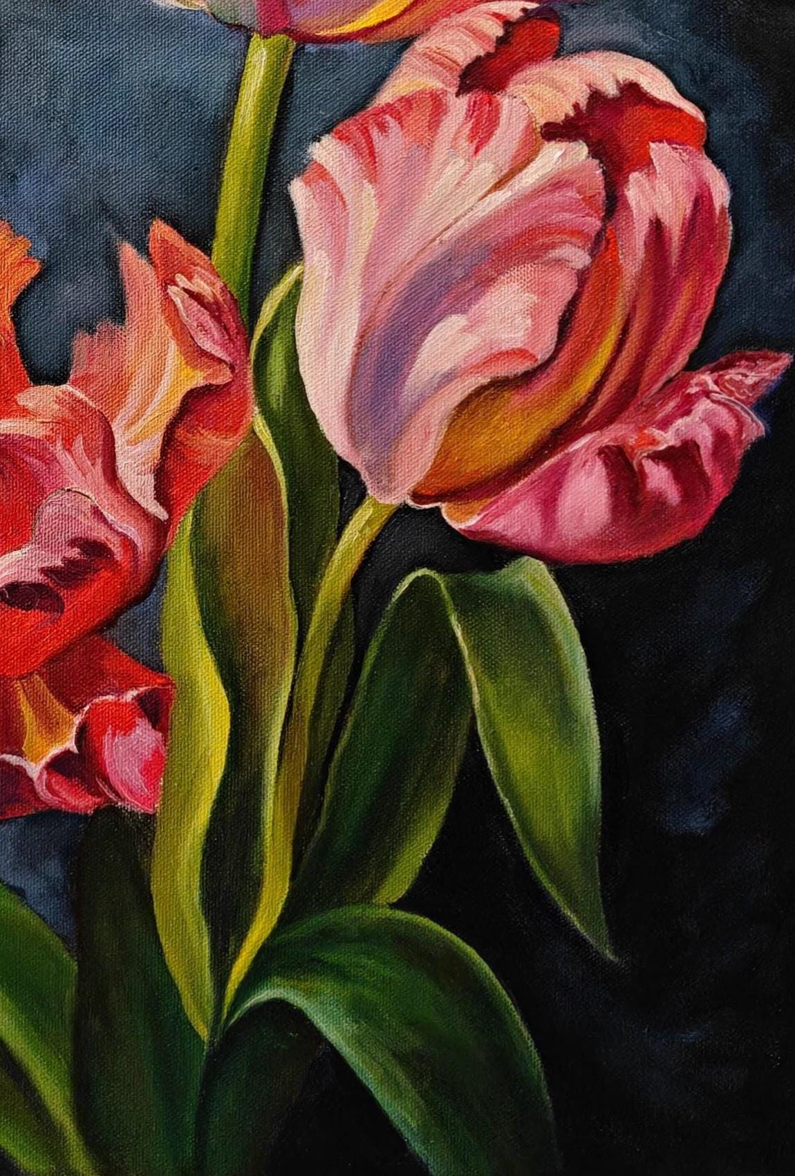 Tulips. Original Oil Painting on Canvas 16"x20" Floral Wall Art Flower ...