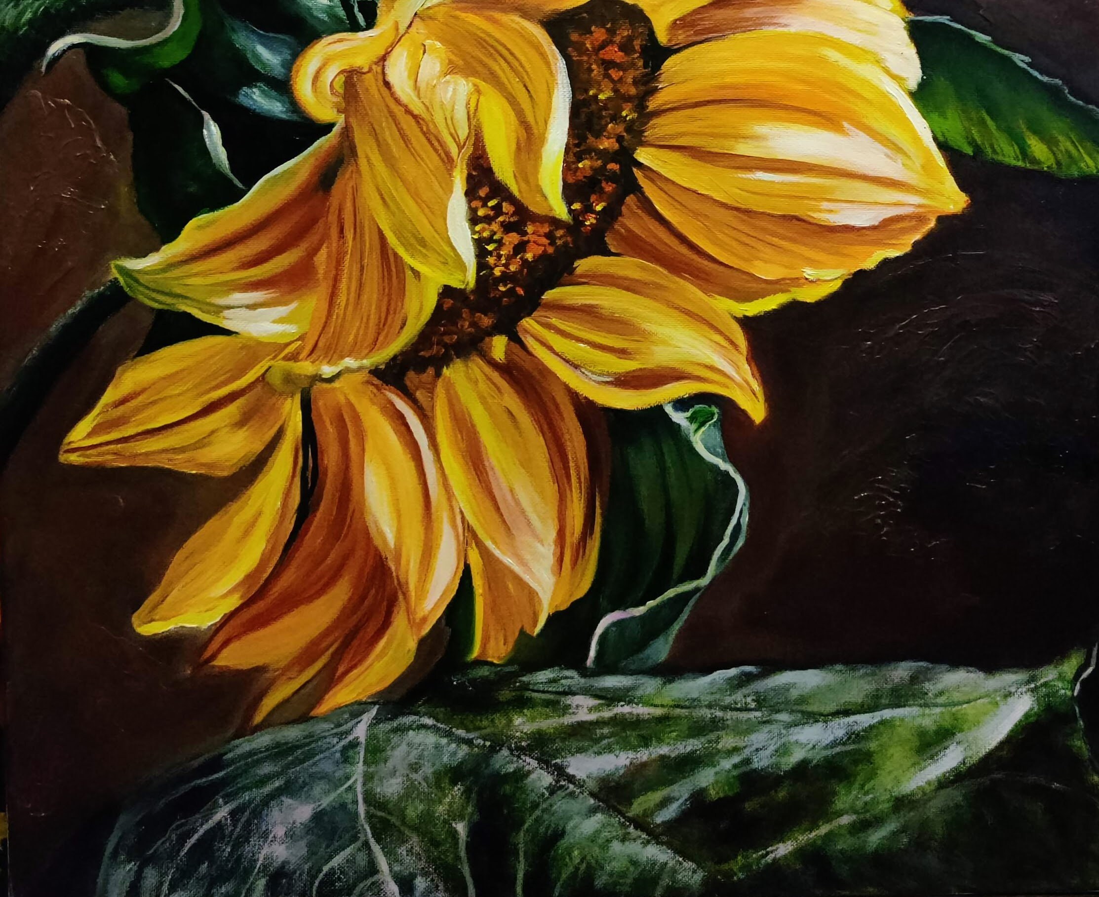 Sunflower. Original Oil Painting on Canvas 18"x24" Macro Flower - Etsy