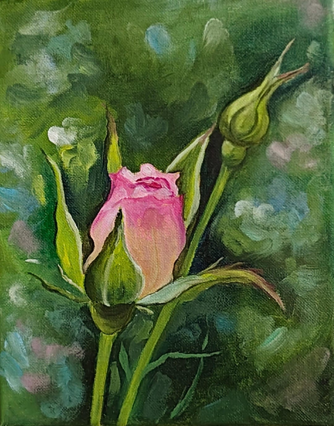 Pink Rose Original Oil Painting on Canvas 8"x10" Floral Wall Art Rose ...