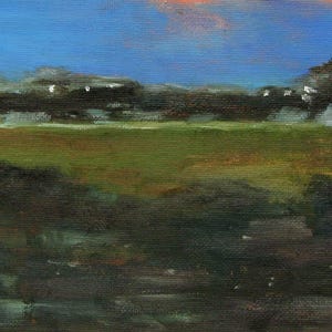Summer Twilight --Original oil painting on canvas 8"x8" Wall Art Sunset art image 2