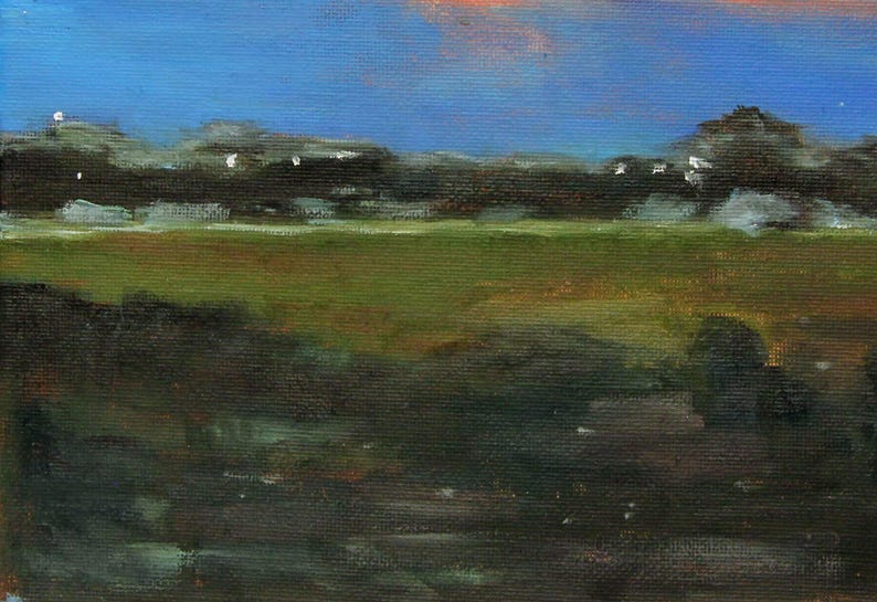 Summer Twilight --Original oil painting on canvas 8"x8" Wall Art Sunset art image 2