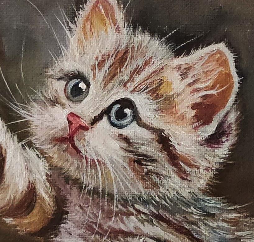 Tabby Kitten. Oil Painting on Canvas 12"x16" Wall Decor Gifts for Cat ...
