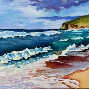 Seascape Original Oil Painting on canvas 18&quot;x14&quot;&quot; Palette knife. Ocean coastal art Beach Painting