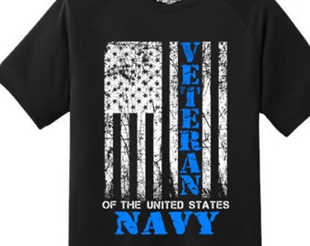 Navy Veteran US Flag Vintage Patriotic America Gift T Shirt New
