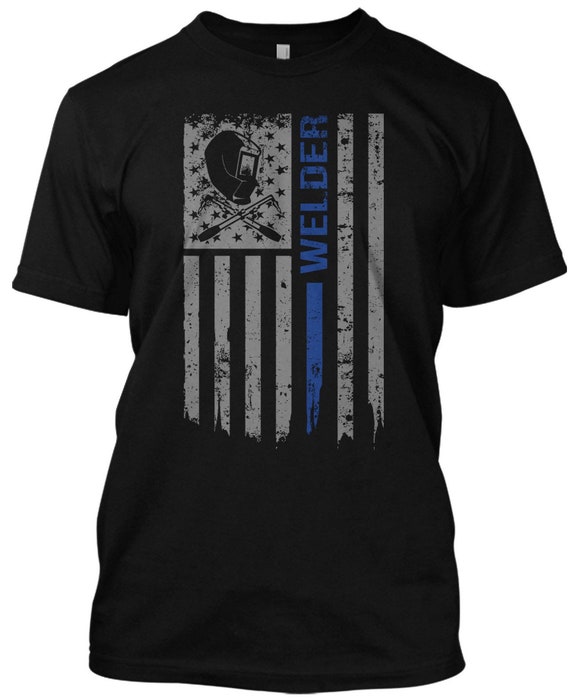Welder Thin Blue Line Flag Patriotic T Shirt USA Tee - Etsy