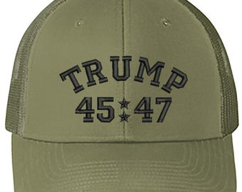 Trump 45/47 Embroidered Trucker Structured Adjustable One Size Fits All Hat