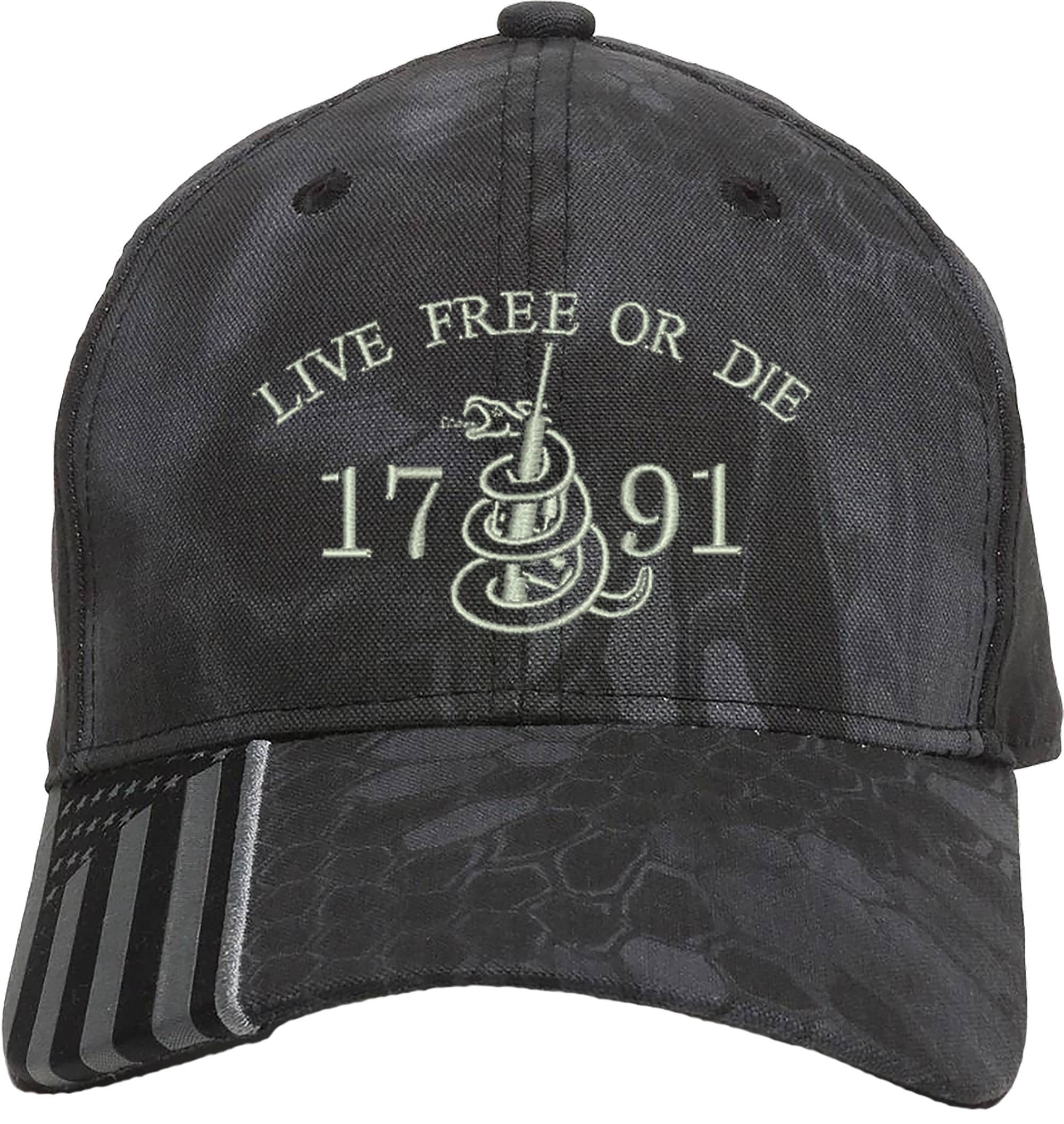 Live Free Or Die 2nd Amendment Gun Hat – Embroidered, One Size Fits All, Black