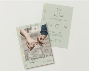 Wedding Invitation Template | Editable Wedding Invite | Modern Wedding Invite | Photo Save The Date Template