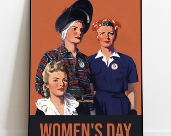 Retro Feministyczny Wydruk, Plakat Vintage, Plakat na Dzień Kobiet, Feministyczna Sztuka Ścienna, Dekoracja Ścienna Retro, Feminizm, Siła Dziewczyn, Plakat Upoważnionych Kobiet
