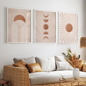 Set of 3 Boho Prints, Abstract Gallery Wall Set, Boho Wall Art, Rustic Home Decor, Terracotta Decor, Eclectic Prints, Living Room Wall Art
