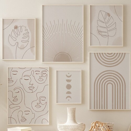 Neutral Wall Art Boho Wall Decor Abstract Minimalist Wall Art Etsy