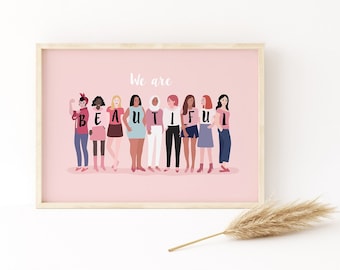 Starke Frauen Poster, Mädchen unterstützen Mädchen Druck, feministisches Poster, Starke Frauen Poster, Wandkunst, für Mädchen