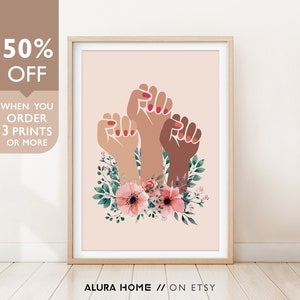 Feminist Poster, Girl Power Feminist Print, Empowered Women Print, Feminist Wall Art, Strong Female Art, Feminism, Equality, Diversity Women