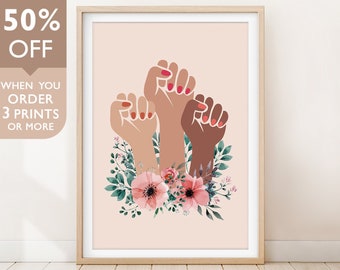 Feminist Poster, Girl Power Feminist Print, Empowered Women Print, Feminist Wall Art, Strong Female Art, Feminism, Equality, Diversity Women
