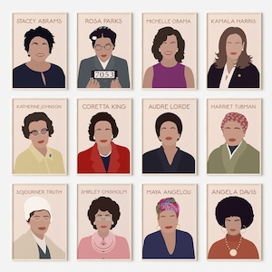 Famous Women in Black History, Set Feminist Poster, Black History Month, Powerful Women Art, Influential Black Women Print Set, Feminist Art