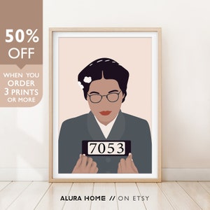 Rosa Parks Poster, Feminist Poster, Rosa Parks Portrait, Civil Rights Art, Rosa Parks Art, Feminist Icon, Famous Women in Black History