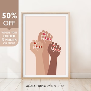Impresión de Girl Power, póster feminista, arte mural feminista, arte femenino fuerte, impresión de mujeres empoderadas, Black Lives Matter, ilustración feminista