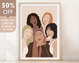 Women Empowerment Art Print, Women Supporting Women Poster, Diversity Art Print, Feminist Art Print, Empower Female Poster, Unity Women Art