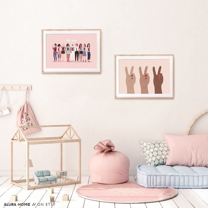 Feminist Wall Art Feminist Poster Feminist Nursery Art Feminist Nursery Decor Girls Support Girls Print Art Illustration Feminist
