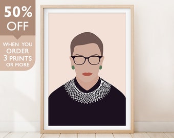 Ruth Bader Ginsburg Druck, feministische Druck, Ruth Bader Druck, feministische Wandkunst, starke Frau, ermächtigte Weiblich, berüchtigte RBG, feministische Ikone