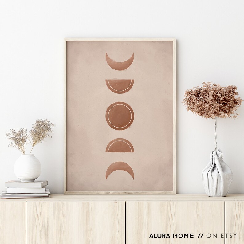 Boho Moon Phases Print Phases of the Moon Boho Wall Decor Etsy