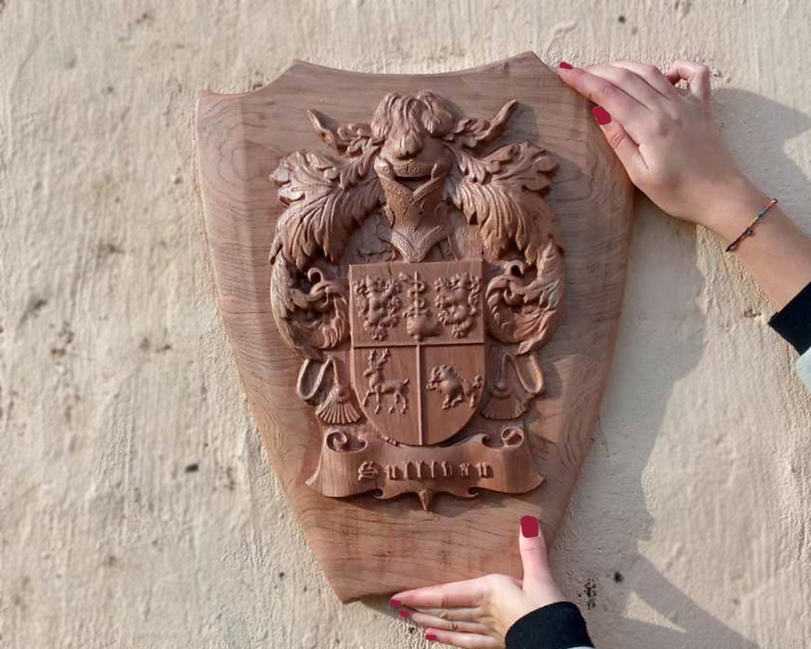 Large Size Family Crest Woodcarving Custom Wood Coat of Arms | Etsy
