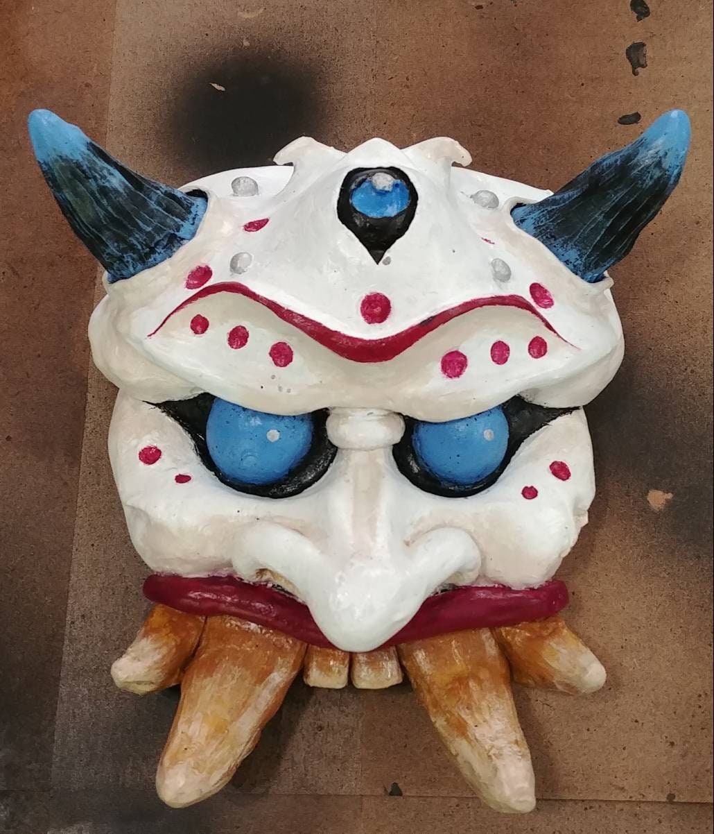 Oni Wall Mask White Variant fully Painted Etsy UK