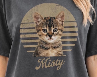 Custom Cat Shirt, Custom Pet Portrait from Photo, Personalized Cat Tee, Cat Mom Gift, Memorial Cat Shirt