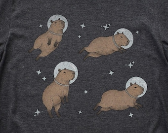 Camiseta de capibara espacial: Regalo divertido para amantes de los animales y astronautas.