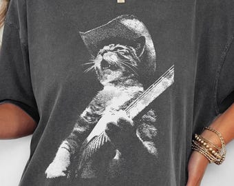 Cowboy Cat Comfort Colors Shirt: Funny Country Western Tee