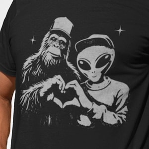 Bigfoot Alien Shirt, Funny Cryptid Graphic Tee, Weird UFO Shirt, Alien Lover Gift
