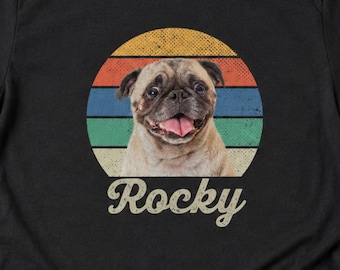 T-shirt personnalisé avec portrait d'animal de compagnie, T-shirt personnalisé pour chien, T-shirt photo personnalisé pour chien ou chat, Cadeau rétro pour amoureux des animaux