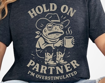 Funny Cowboy Frog T-Shirt: Introvert Western Meme Tee