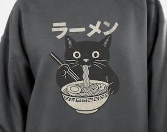Ramen Cat Sweatshirt: Kawaii Japanese Cat Hoodie, Anime Noodle Bowl Foodie Gift