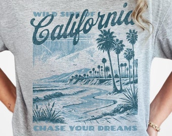 California Shirt, Retro California Graphic Tee, Beach Vibes Palm Tree Shirt, West Coast Vacation Shirt, California Gift