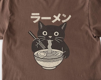 Ramen Cat T-Shirt: Comfort Colors Japanese Anime Tee