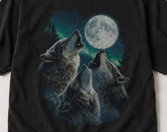 Howling Wolf Shirt, Wolf Moon Shirt, Vintage Wolf Tee, Wolf Gifts, Wildlife Shirt