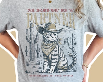 Cowboy Cat T-Shirt: Meowdy Partner Vintage Ranch Tee